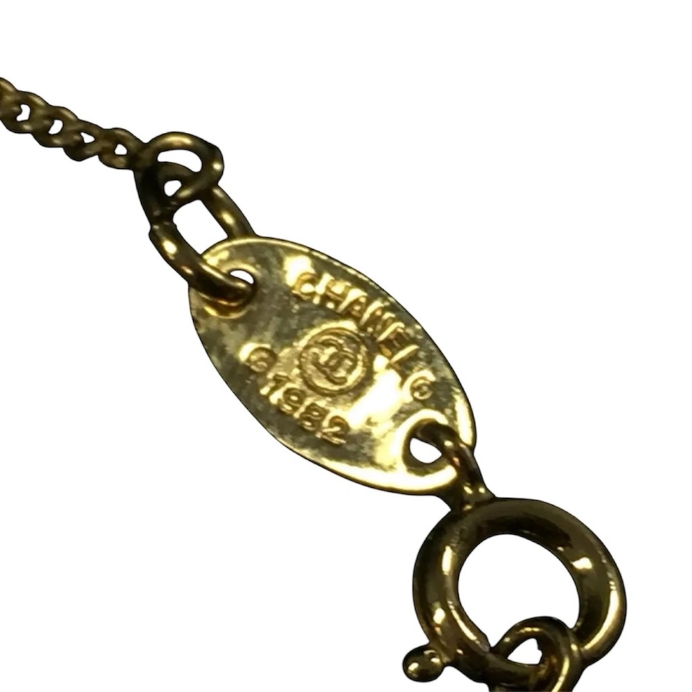 Chanel Necklace Coco Mark Rhinestone Plated Gold - Picture 5 of 7